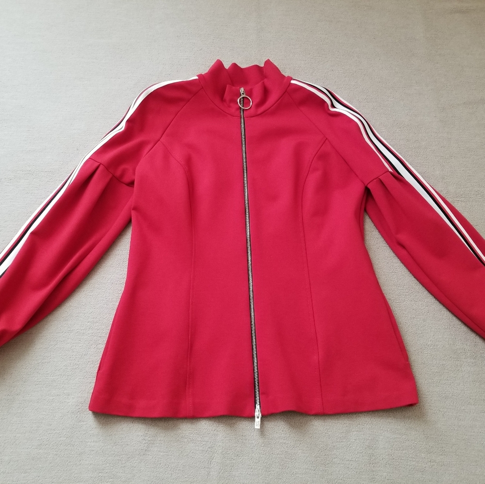 SFIZIO Red Zipper Jacket Women Size 8